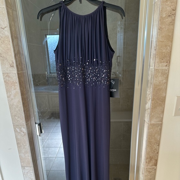 Formal party dress wedding long gown fittedpurple size 6 embellished halter neck - Picture 13 of 14